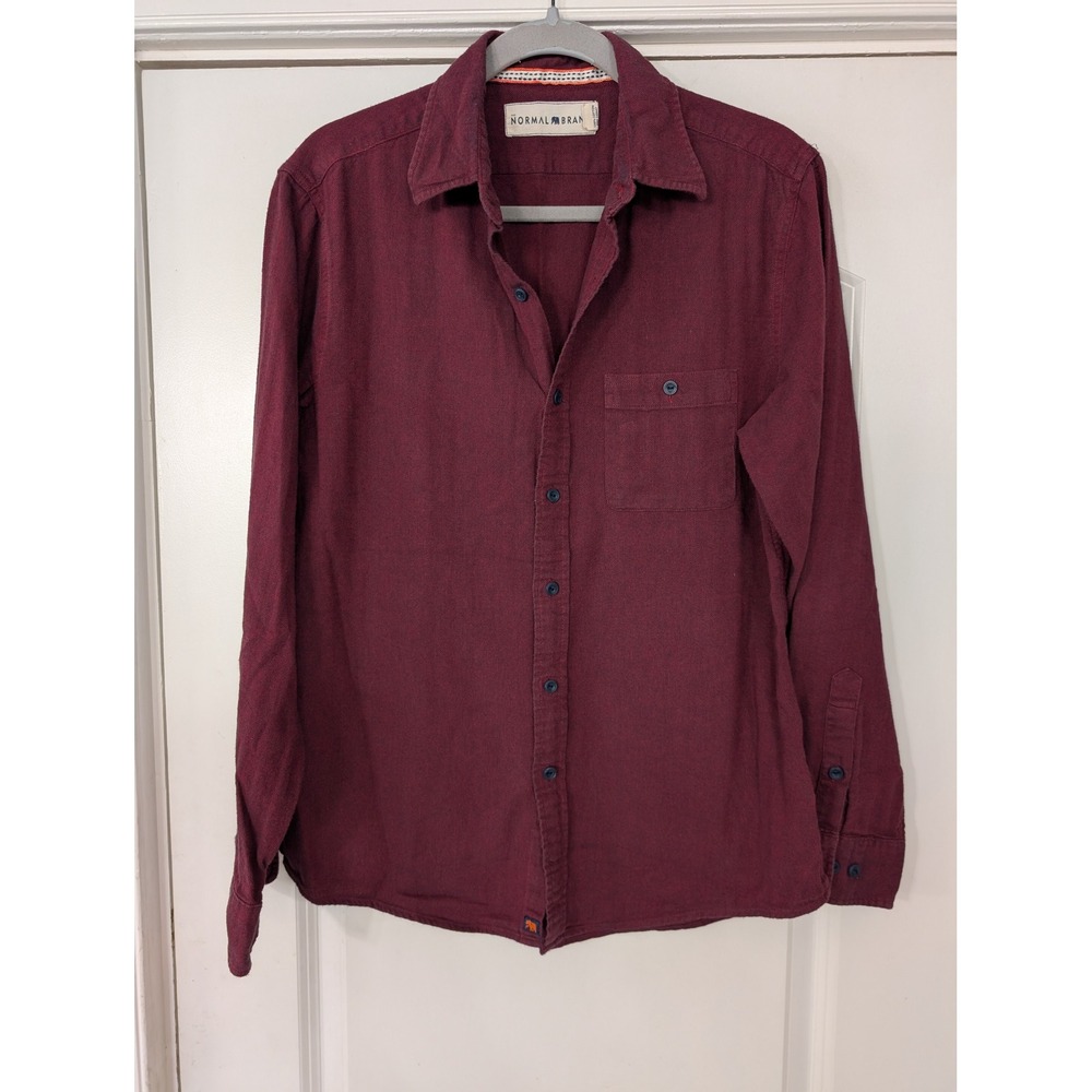 The‎ Normal Brand Men's Herringbone flannel Button Up Long Sleeve Shirt medium